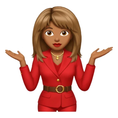 Tina Turner with long light brown hair, red outfit sticker