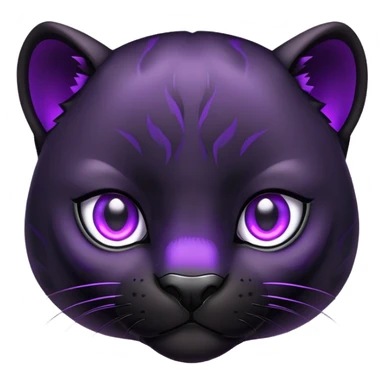 cute black panther with glowing purple eyes sticker
