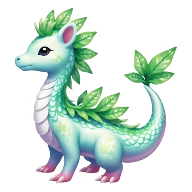 Shiny Sparkly beautiful gorgeous ethereal Scaley Exotic Shaymin-Aurorus-Dragonair-Fakémon-hybrid-creature (full body) sticker