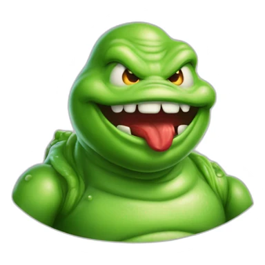 Slimer ghostbusters friendly no collar holding an apple sticker