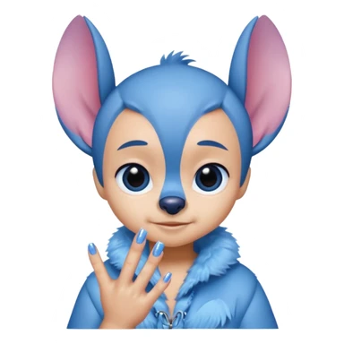 Stitch with girly nails sticker