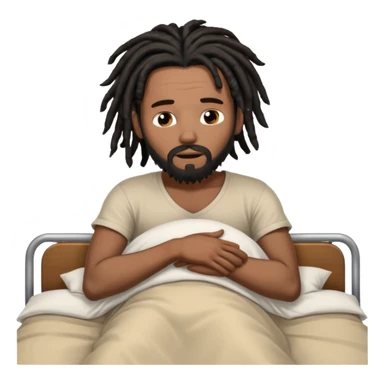 African American man with shoulder length black dreadlocks with black beard waking up out of bed sticker