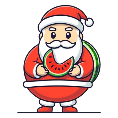 Santa eating a watermelon  sticker