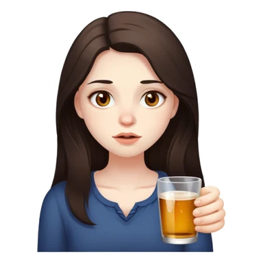 girl with long darke brown hair brown eyes and pale skin very drunk sticker