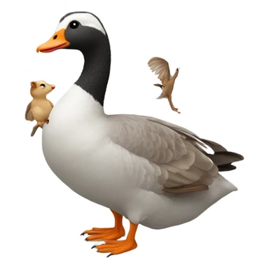 Goose holding a squirrel by its neck sticker