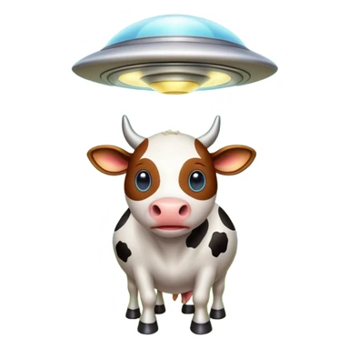 Alien spaceship beaming up a cow sticker