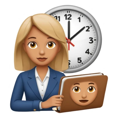 new emoji Be right back meeting time emoji female add clock and notebook sticker