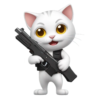 animated cat with gun sticker