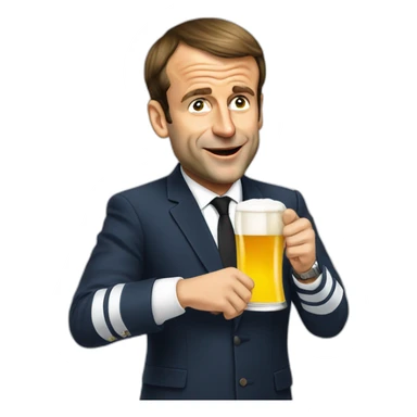 Emmanuel macron drinking beer sticker