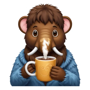 A mammoth who drinks a hot chocolate sticker