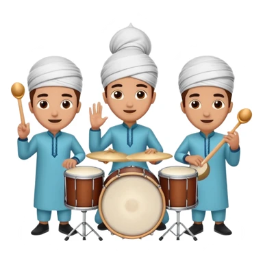 group of people playing drums and calling out 'sahur', festive Ramadan morning scene sticker