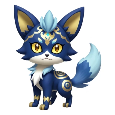 Shiny Evil mExotic Badass Colorful Ethereal Royal Mysterious Gothic Meowstic-Zorua-Litten-Noibat-Pokémon-Fakémon-hybrid-creature (full body) with pattern-markings with golden eyes sticker