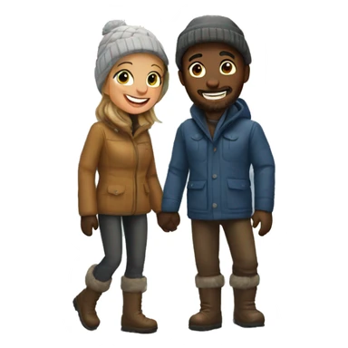 happy couple outdoors in snow sticker