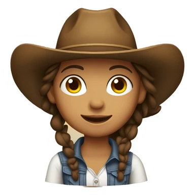 A tan girl wearing a cowboy hat with brown hair and brown eyes sticker
