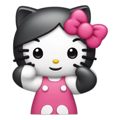 hello kitty making a hand heart sticker