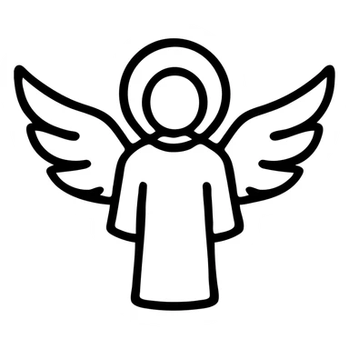 saint emblem, black wings outstretched, bold, graphic sticker