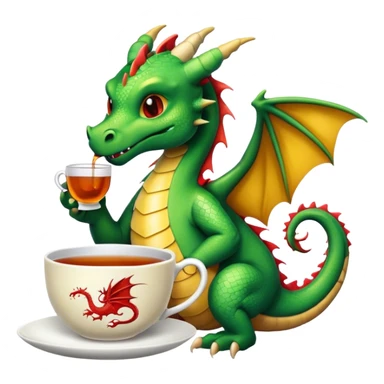 dragon drinking tea sticker
