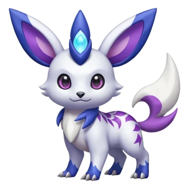 Shiny White with Violet and Indigo markings and nebula markings Absol-Minccino-Zangoose-Pokémon-Fakémon-fusion-hybrid-creature sticker
