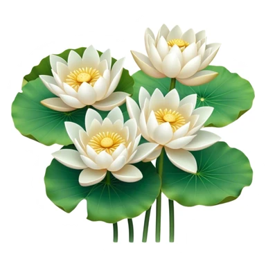 bouquet white Nymphaea lotus,stem, lotus leaf sticker