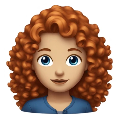 curly hair redhead girl with dark blue eyes sticker
