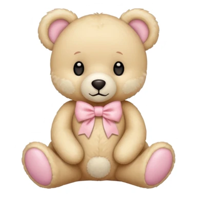 cream colored teddy bear with pastel pink bow sticker