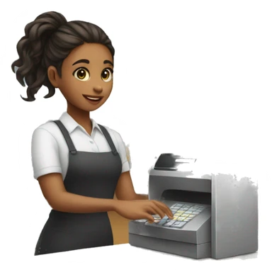 girl paying at the cash register sticker