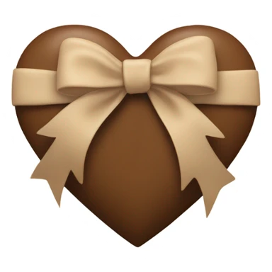 brown heart with beige bow sticker