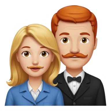 couple who are a blonde woman and redheaded mustached man sticker