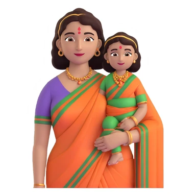 Indian mother in a saree, friendly face sticker
