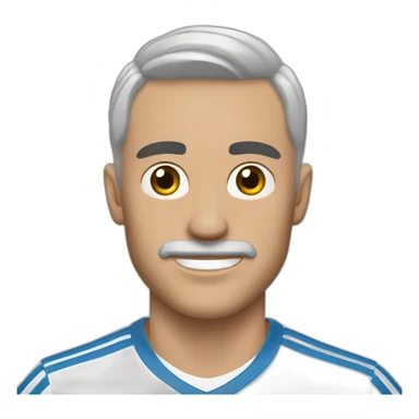 Hombre blanco sin cabello con perilla jugando fútbol con el real madrid sticker