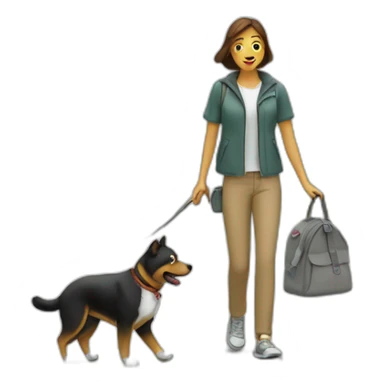 break for lunch and walking dog sticker