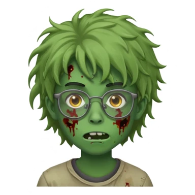 Faça um zumbi verde de óculos adolescente e de cabelo meio grande sticker