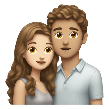 White boy with brown hair kissing a white girl with brown hair on cheek sticker