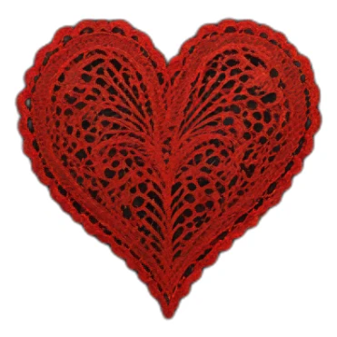 red lace on black leather heart sticker
