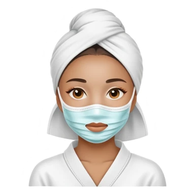 Girl wearing spa mask sticker
