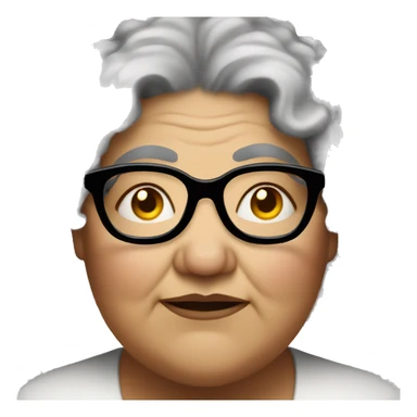 old fat woman with curly hair, hazelnut eyes and glasses sticker