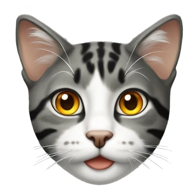 Black and white tabby cat with orange nose and green eyes sticker