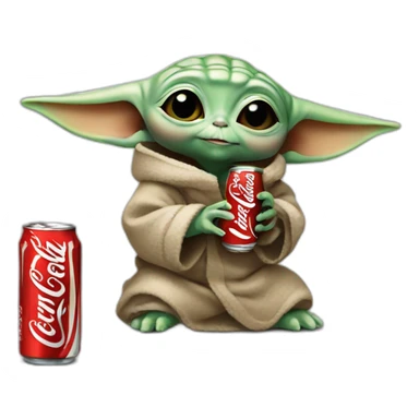Baby yoda drinking coca cola sticker
