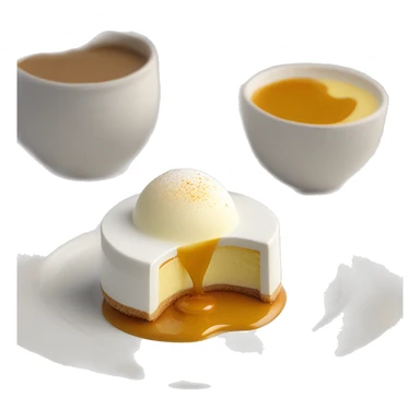 ile flottante dessert, blanc d'oeuf en neige flottant dans une crême anglaise et recovery de caramel fondu sticker