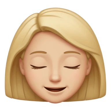 person smiling looking slightly down with eyes closed trying not to laugh  sticker