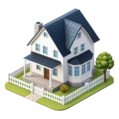 isometric exterior modern farmhouse, 3d realistic sticker