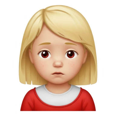 bebe com bolinhas vermelhas pequenas pelo corpo de tamanhos variados e loiro com cara de triste sticker