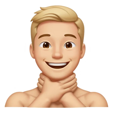 Guy with arms crossing his neck while laughing  sticker