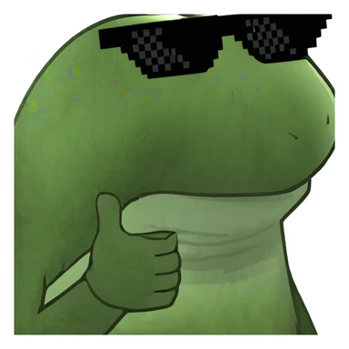 Green frog dancing on beach with sun rays highlighting, happy beach party frog sticker