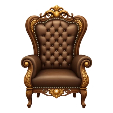 antique matrix brown chair, front view, ornate details, iPhone emoji style sticker
