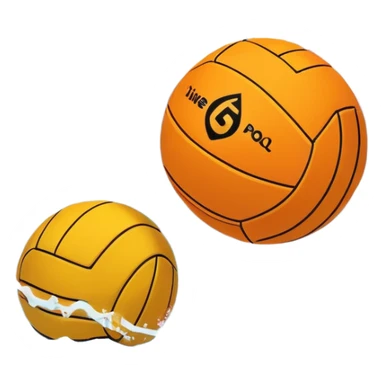 An icon showing a water polo ball floating on the surface of a pool, with a goal frame in the background, and water splashing around. The design captures the intensity of the game with visible ripples on the water. Transparent background highlights the excitement of water polo. sticker