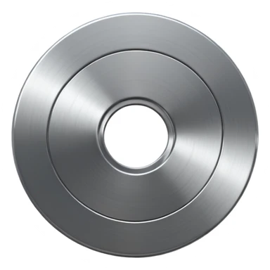 metallic disc emoji, brushed chrome surface, clean geometry, futuristic minimal 3D style, isolated on white sticker
