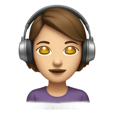 woman with brunette hair listening to music with eyes closed and headphones on sticker