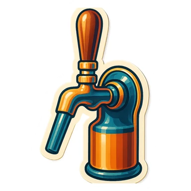 A beer tap with a vintage handle and a retro vibe sticker