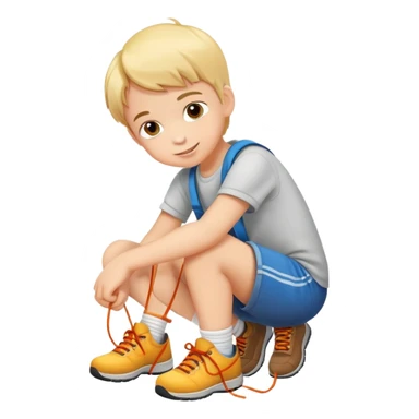 child tying shoelaces, happy and confident sticker
